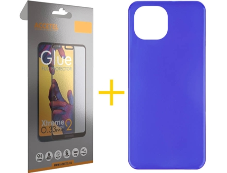 Kit Funda + Protector de Pantalla Apple iPhone 13 ACCETEL Liso Azul