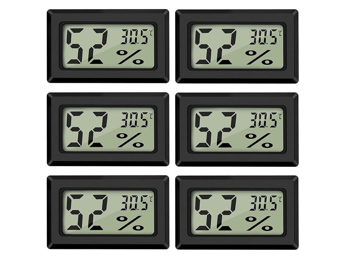 Termómetro Higrómetro Digital Mini, Medidor De Temperatura Y Humedad, Color Negro (paquete De 6 Unidades - Cuadrado)