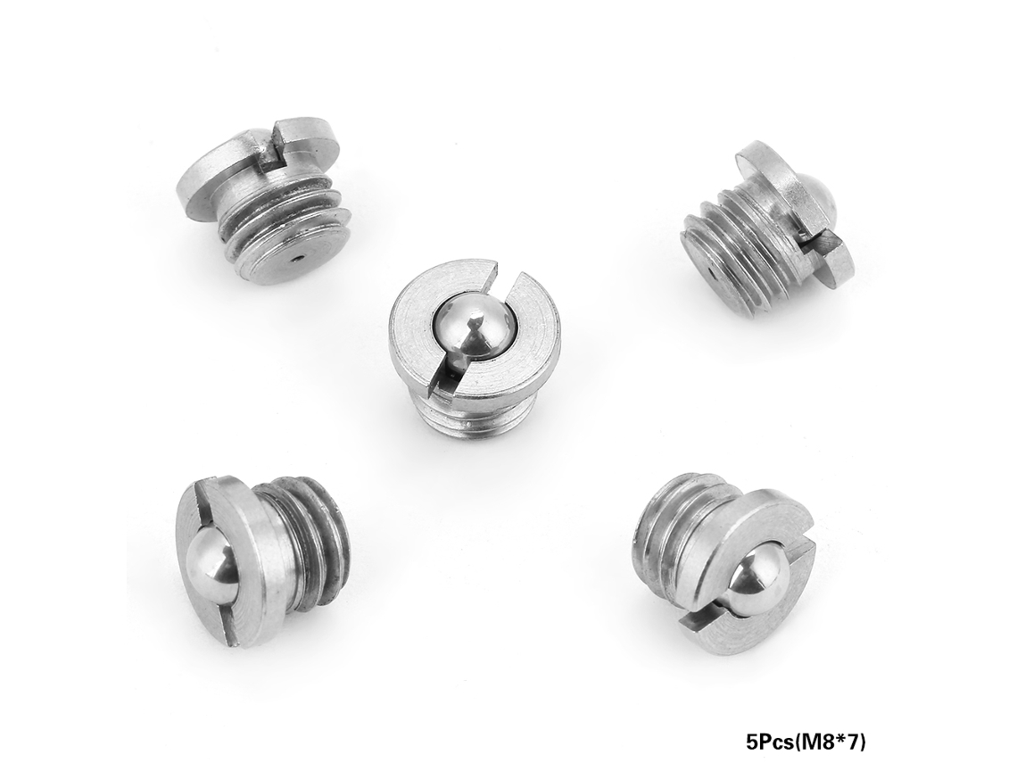 5pcs Conjunto De Plungers De Bola Con Resorte De Acero Inoxidable Con Flange Rosca (m8*7)