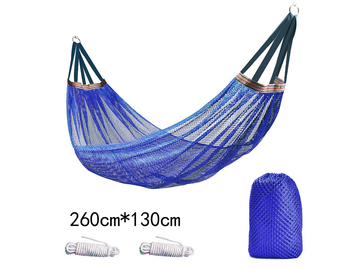 Hamaca de exterior Siurn, tejido de malla de nailon transpirable (260 x 130 cm), azul