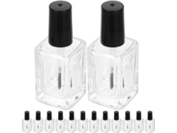 Nuobesty Set De 15 Frascos De Esmalte De Uñas De Vidrio Transparente De 15 Ml Con Pincel Negro