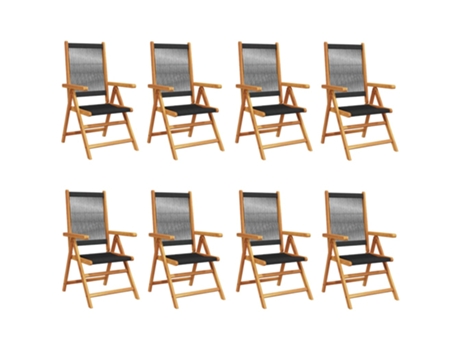 Conjunto 8 Silla De Jardín VIDAXL Negro Madera
