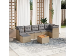 Conjunto de sofá de jardín de 8 piezas con cojines, mimbre beige mixto, DKD Home Decor
