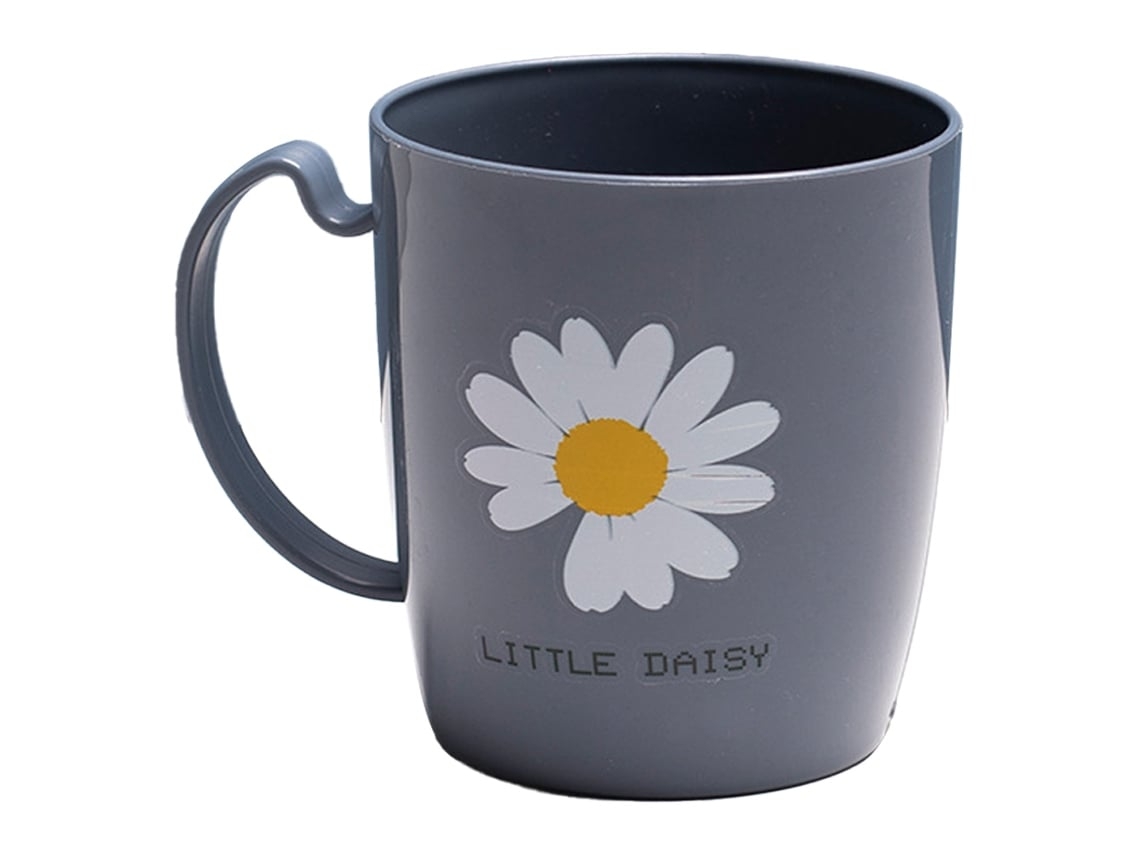 Vasos Enjuague Bucal Garganta Diseño Floral Simple Porta Cepillos Plástico Dos Capas Azul