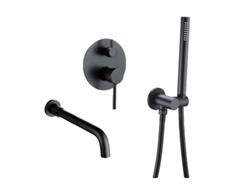 Kit de grifo de ducha de acero inoxidable cepillado, mezcla de agua caliente y fría, negro mate, 260 mm, OEM