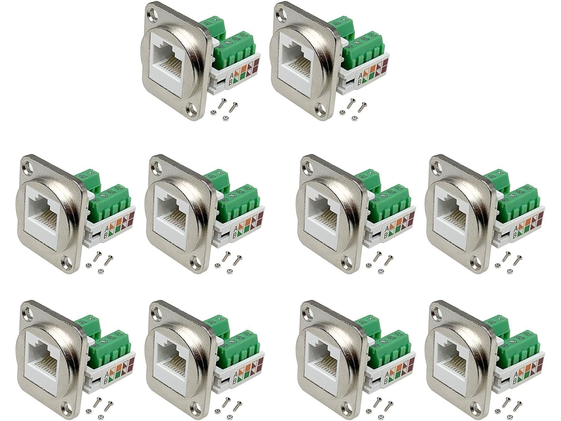 Adaptador De Terminal De Tornillo Para Montaje En Panel Rj45, 10 Piezas, Conector 8p8c, Extensión Sin Soldadura
