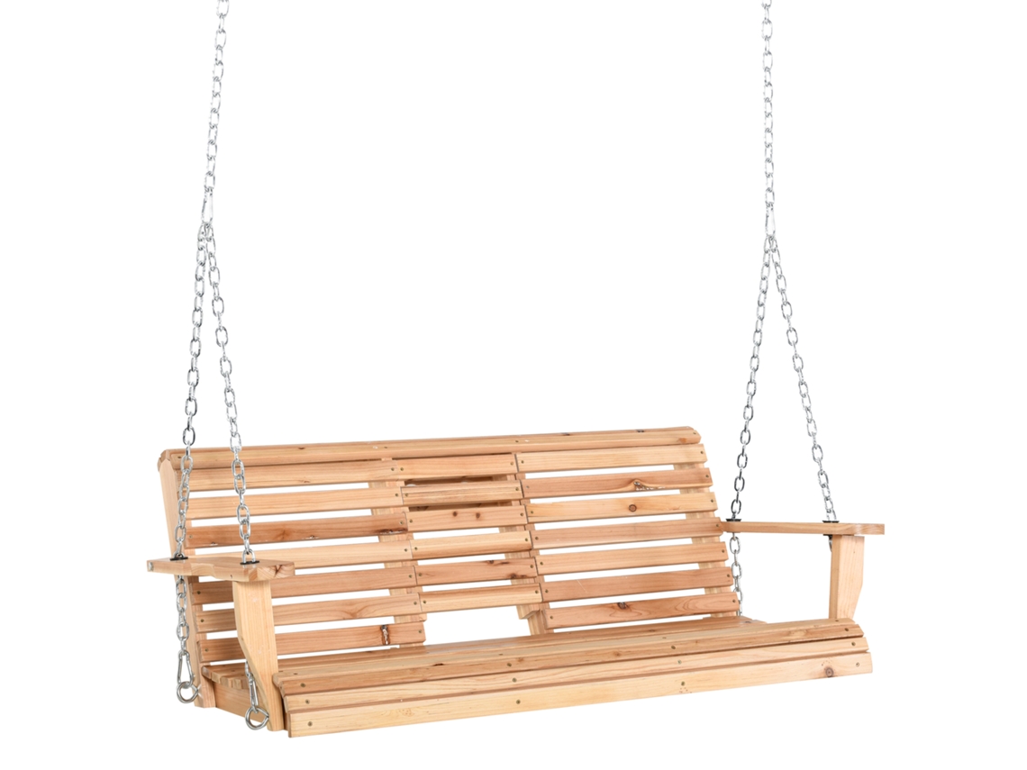 Banco Suspenso Madeira Mesa Dobrável 200kg 150x75x53 Natural