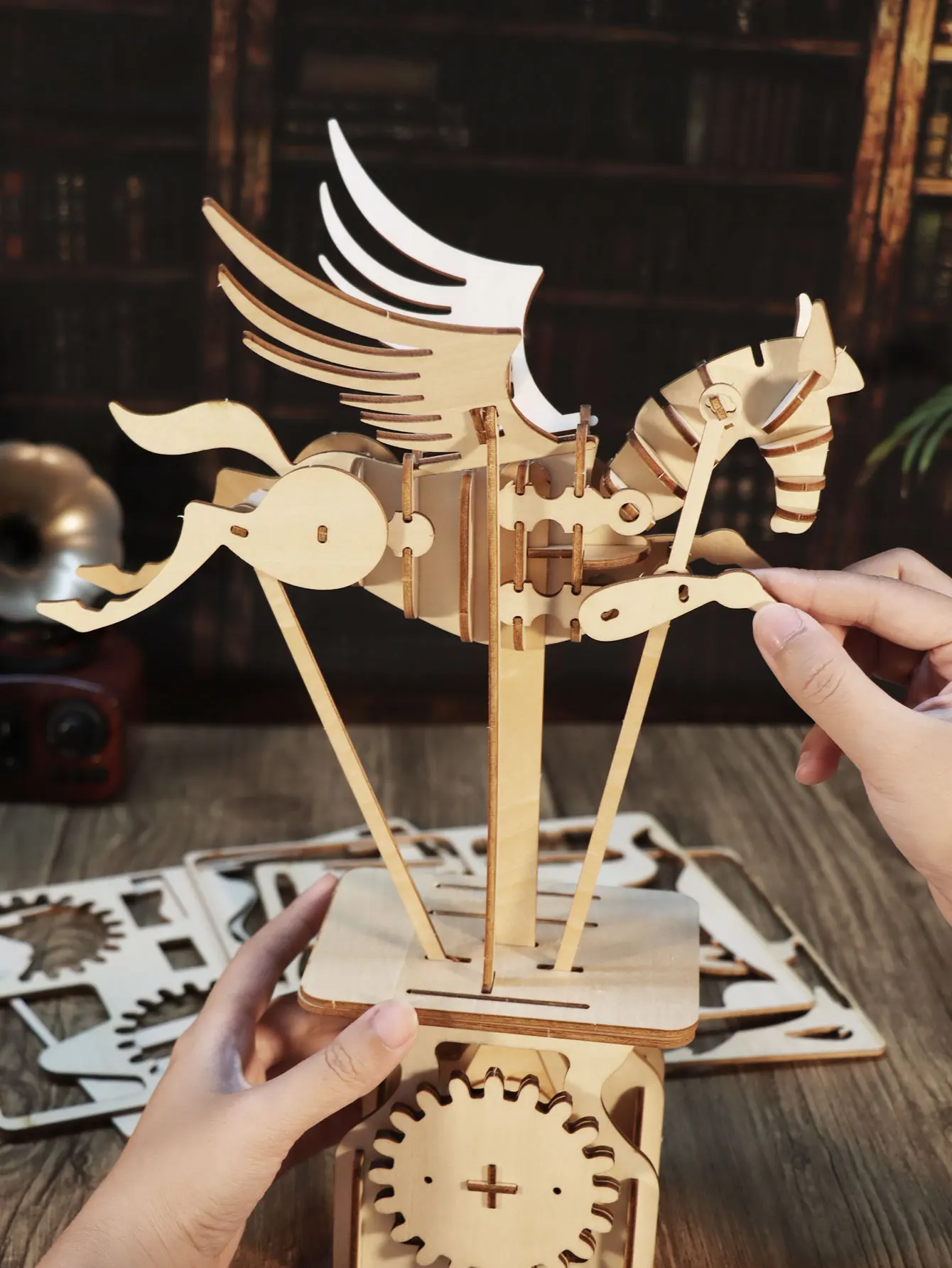 Kit De Montaje De Rompecabezas De Madera 3d Pegaso Para Manualidades.