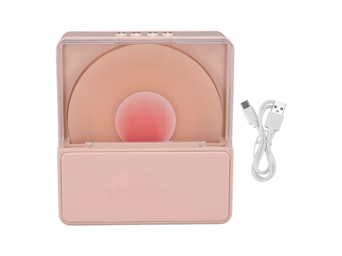 Reproductor De Vinilo Altavoz Retro Bluetooth Con Luz Nocturna Estéreo De Escritorio Rosa