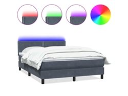 Maison Exclusive - Cama Box Spring Con Colchón Y Led Terciopelo Gris Oscuro 160x210 Cm