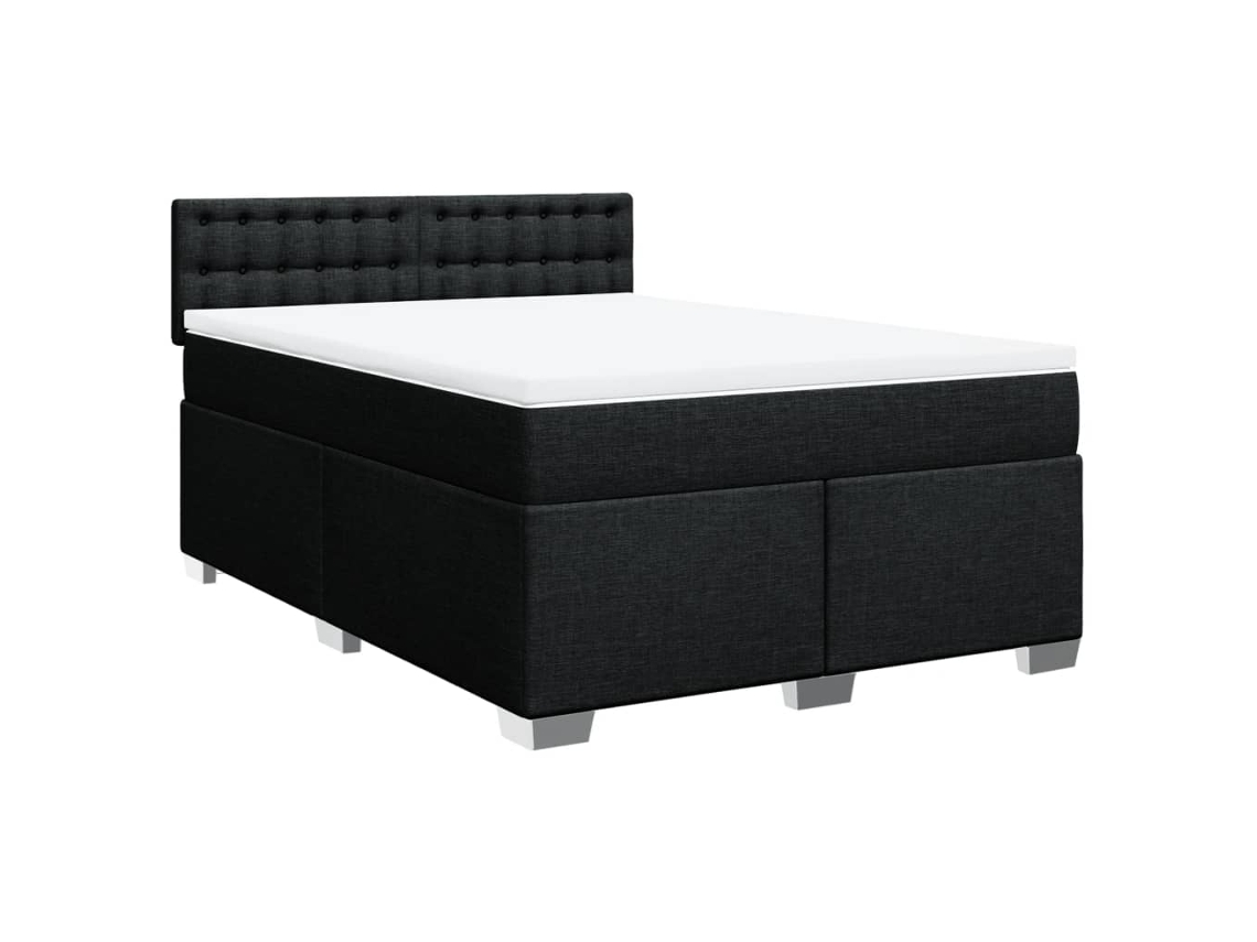 Maison Exclusive - Cama Box Spring Con Colchón Tela Negro 140x190 Cm