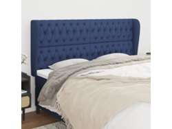 Cabecero Con Orejas De Tela Azul 203x23x118/128 Cm