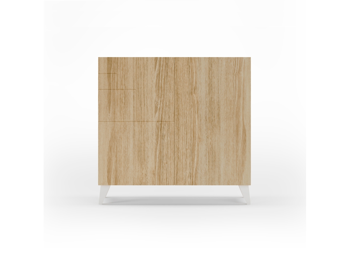 Mueble zapatero HERDASA Bergen Roble dorado, patas blanco (87 x 90 x 27 cm)