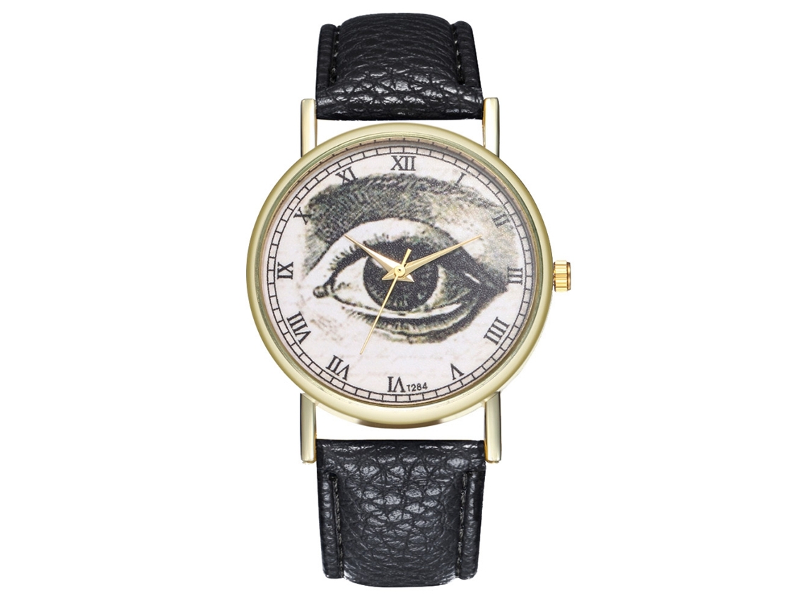 Reloj De Pulsera Analógico Unisex Con Esfera Redonda Y Movimiento De Cuarzo Negro.