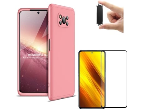 Kit Funda, Protector y Soporte Xiaomi Poco X3 Pro Slim Armor 360º Rosa