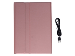Estuche con teclado de 11 pulgadas, desmontable, retroiluminado y de larga duración, color oro rosa y dorado.