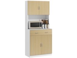 Armário de Cozinha com Gaveta 4 Portas e Prateleiras Interiores Ajustável em Altura Móvel 80x40x180 Cm Madeira e Branco ZENCORE SERVICES