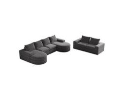 Sofá Modular 6 Plazas - Chenilla Curvada Con Chaise Longue Sin Estructura - Gris