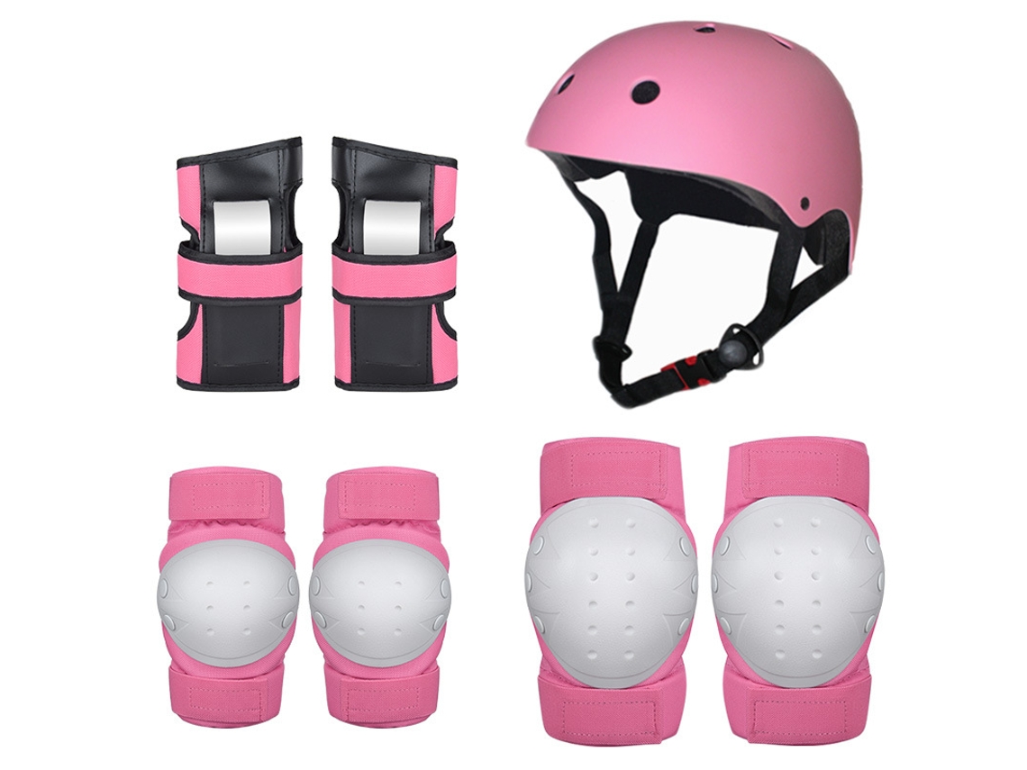 Monopatín Equilibrio Bicicleta Patinaje Casco Protección Set YUYSAN Rosa Talla L (51-75kg)