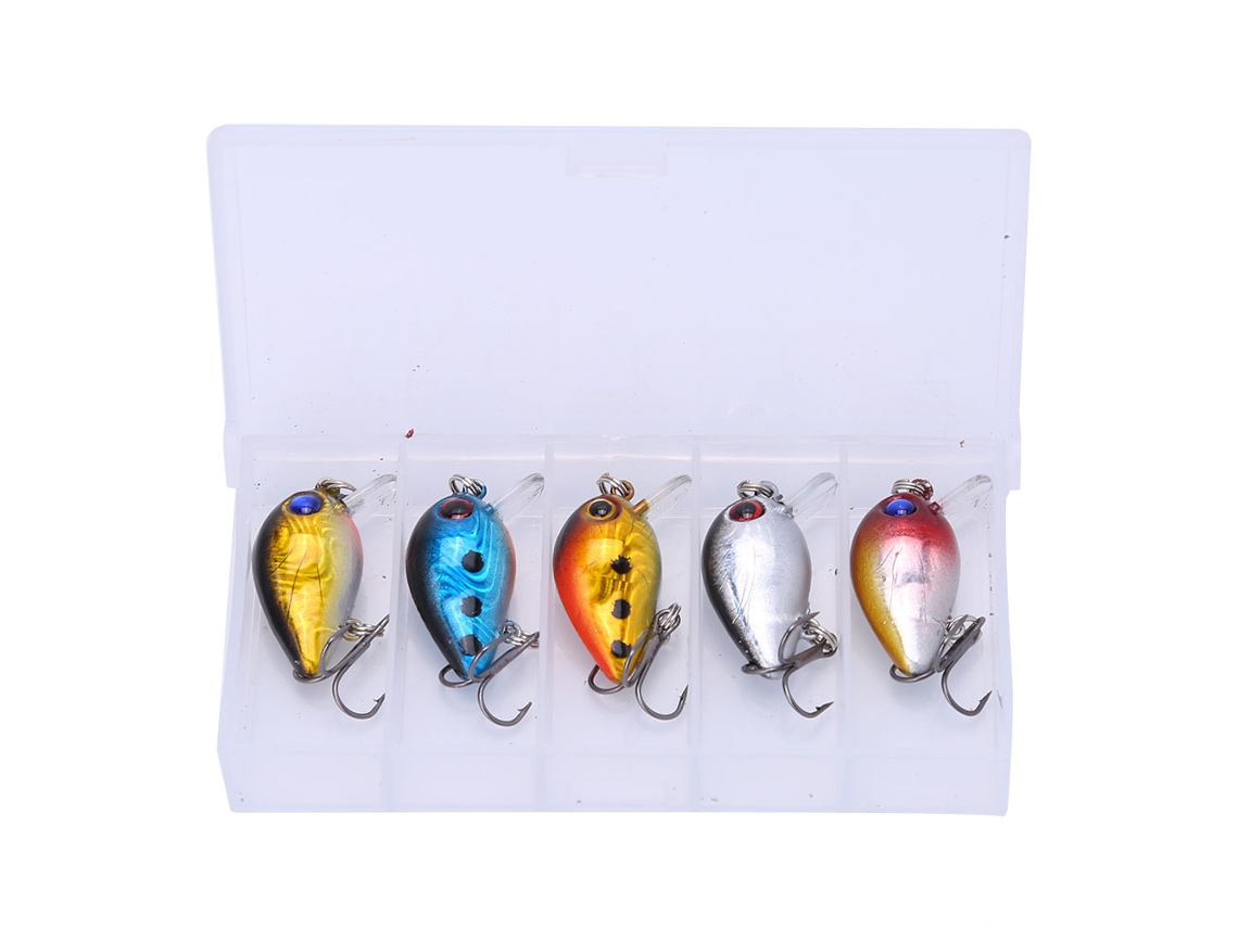 5 Mini Señuelos De Pesca De 3 Cm Con Forma De Calavera, Ojos Holográficos 3d Y Anzuelo Triple Flotante.