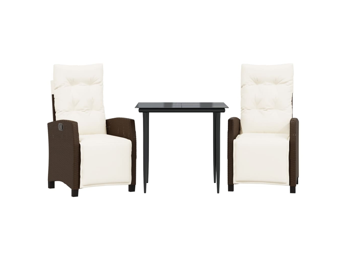 Maison Exclusive - Set Comedor De Jardín 3 Piezas Y Cojines Ratán Sintético Marrón