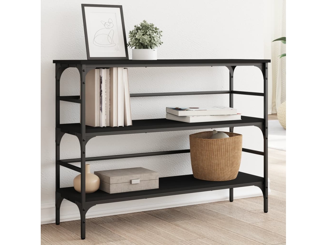 Mesa Consola Madera De Ingeniería Negro 100x32x75 Cm