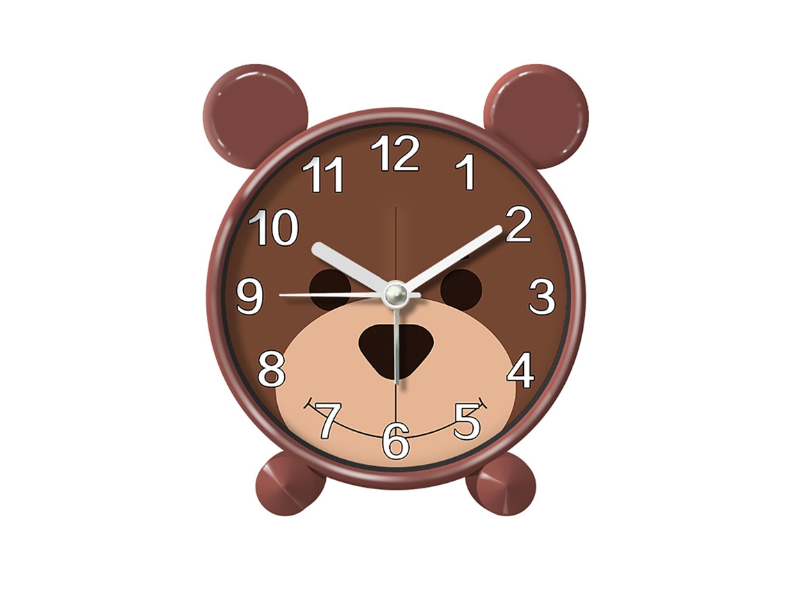 Reloj despertador silencioso Baok-reloj para niños, con un lindo osito marrón, reloj educativo para la habitación infantil.