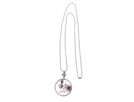 Collar de flores secas Naturales Cornes de colgante de plantas de vidrio de lavanda prensado joyas