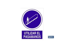 Señal poliestireno 210x148mm utilizar el pasamanos