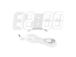 Relógio De Parede Digital Led Com Exibição De Temperatura, Alarme E Controle Sonoro Design Moderno Branco