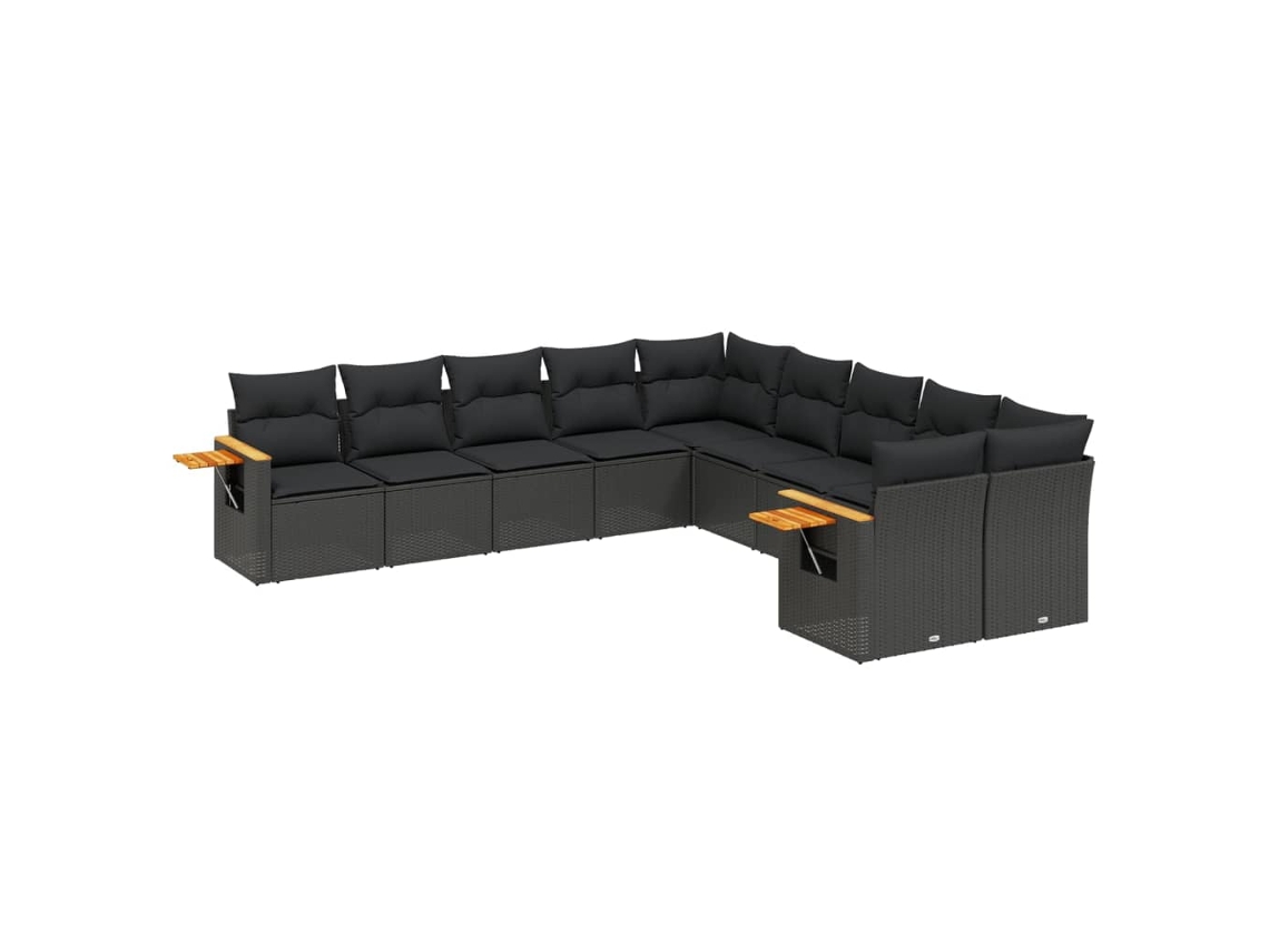 Maison Exclusive - Set De Sofás De Jardín 10 Pzas Cojines Ratán Sintético Negro