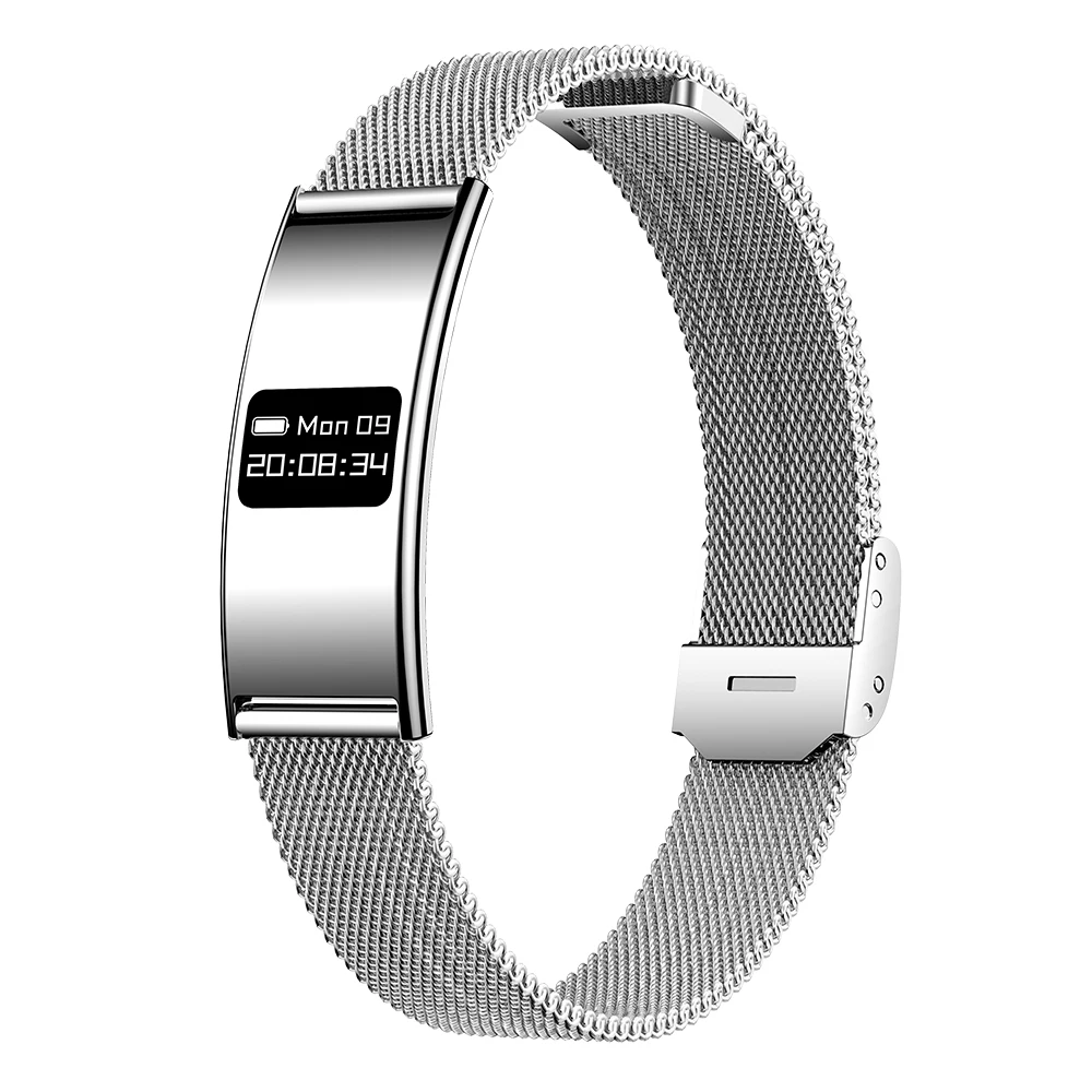 Pulseira Inteligente (em Aço Inoxidável Prateado) À Prova D'água Ip68, 2,88 Mm, Com Lembrete De Chamadas.