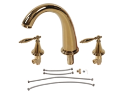 Grifo de lavabo de tres orificios y dos manijas de cobre dorado de estilo europeo