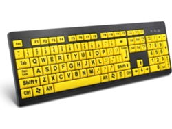 Teclado de computadora en mayúsculas de alto contraste - Teclado con cable USB resistente al agua UISAVE