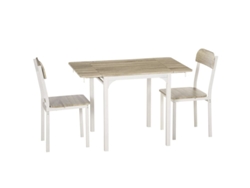 Conjunto De Comedor Homcom 2 Piezas, Mesa De Comedor Plegable Con 2 Sillas, Mesa Plegable, 110 Cm X 70 Cm X 75 Cm, Blanco + Natural.