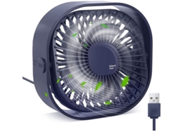 Ventilador de escritorio pequeño USB, 3 velocidades, 4 pulgadas, silencioso, rotación de 360°, Yizhood (azul)