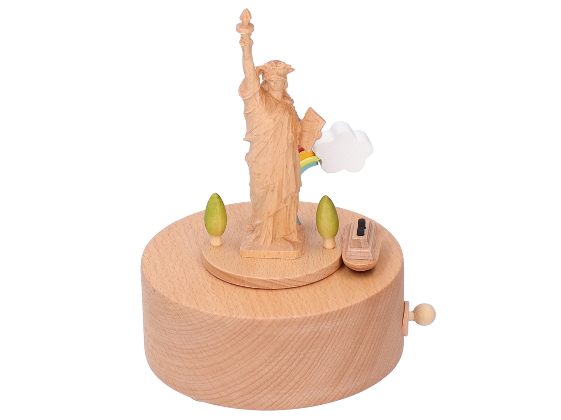 Caja de música de madera Baok con estatua grabada en 3D, móvil giratorio, regalo artesanal para la decoración del hogar.