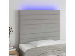 Cabecero Con Luces Led Tela Gris Claro 80x5x118/128 Cm