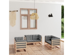 Conjunto de jardín de 6 piezas con cojines en pino macizo DKD Home Decor