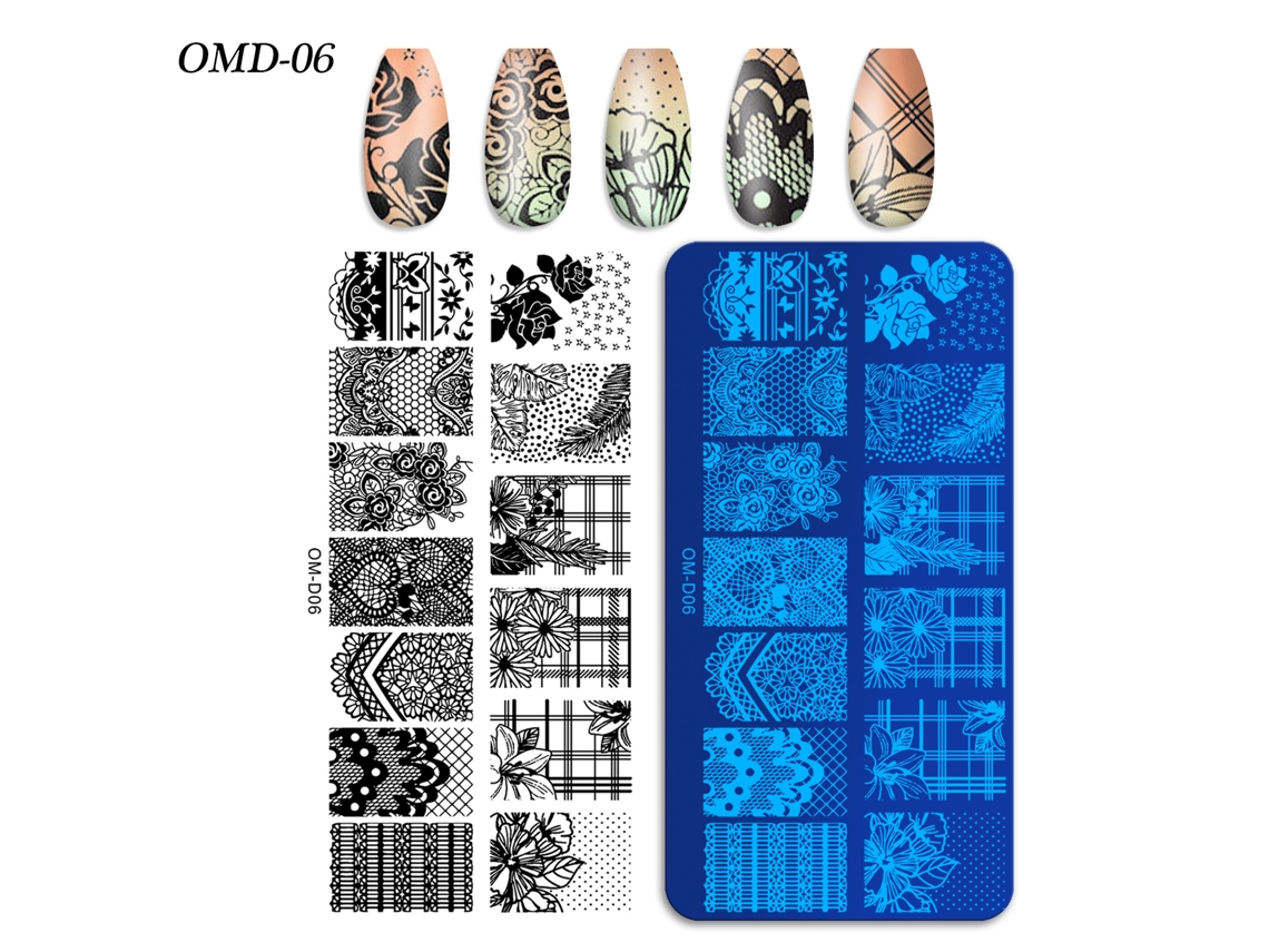 Placas de transferencia de uñas, 3 piezas rectangulares esom-d06