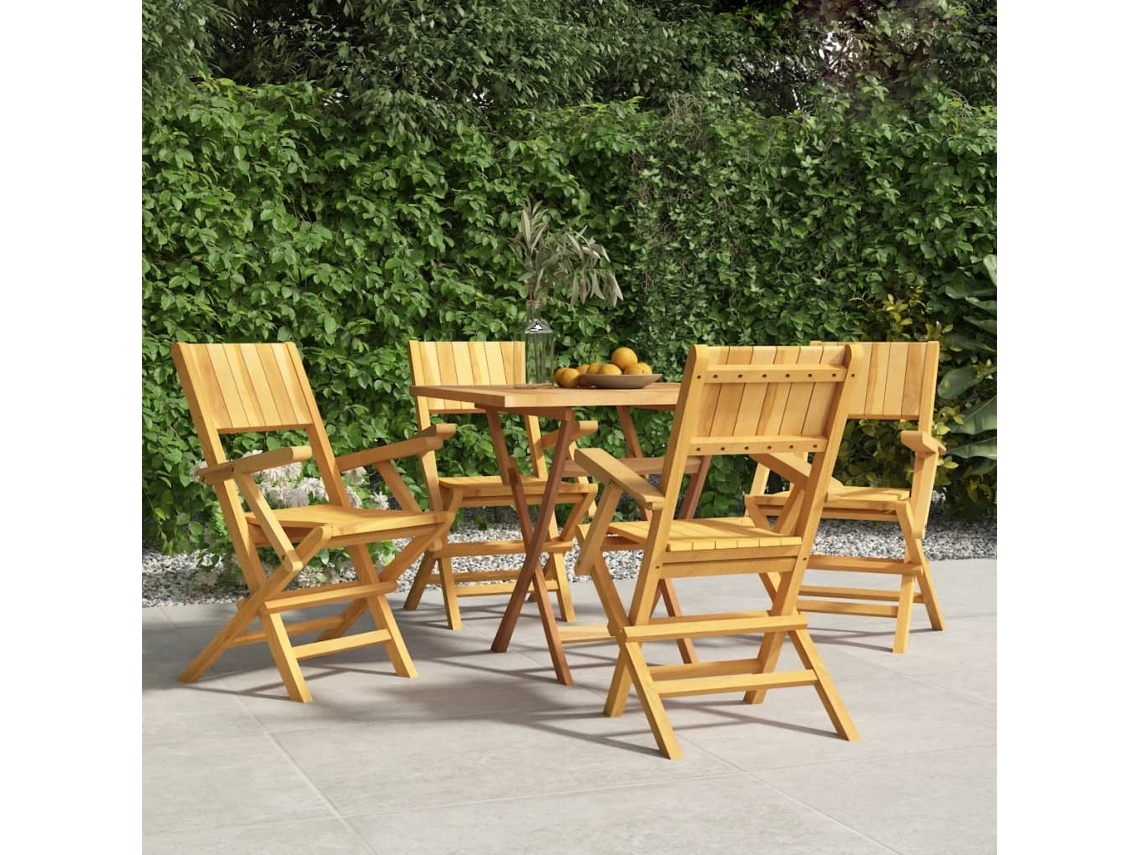 Sillas de jardín plegables (4 unidades, 55 x 61 x 90 cm), teca maciza, DKD Home Decor