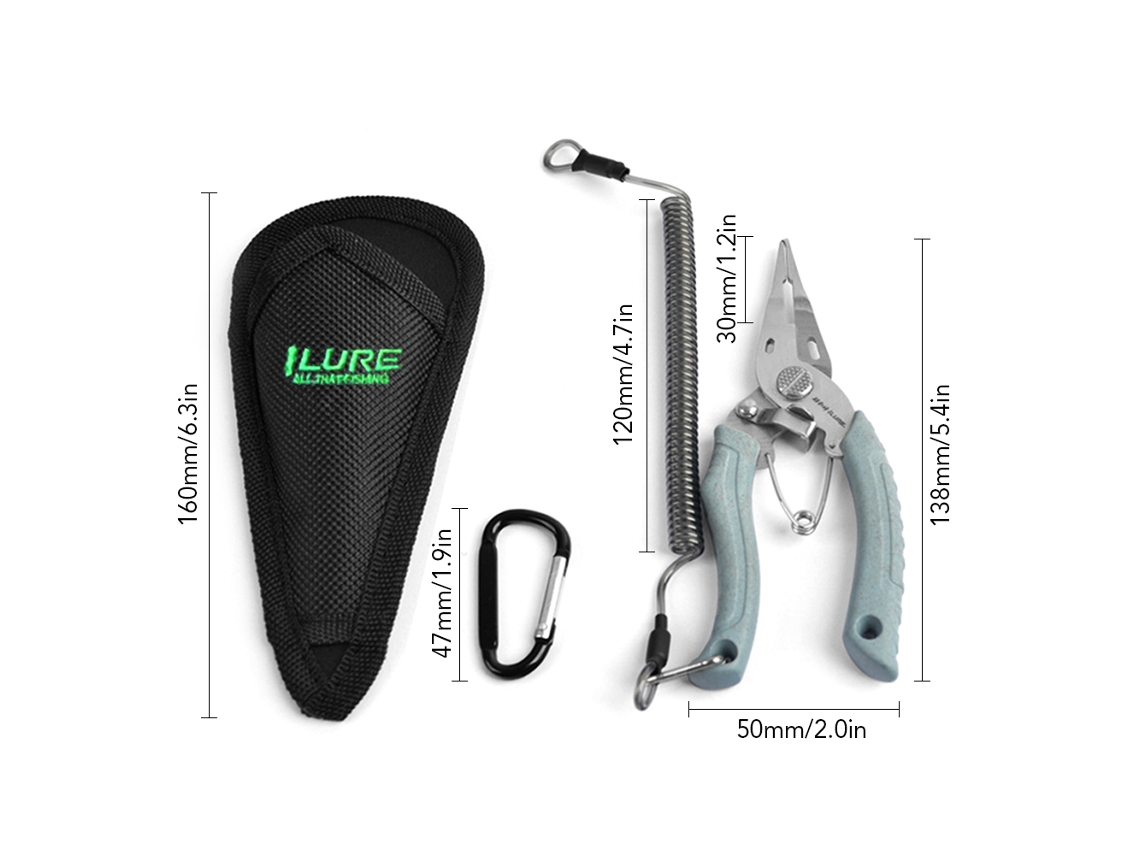 Alicates De Pesca De Acero Inoxidable Con Tijeras, Cortador De Hilo, Extractor De Anzuelos Con Cordón Y Funda.