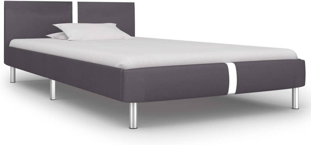 Cama VIDAXL 280836 Cuero Artificial Gris (Compatible con Colchón: 90x200 cm)