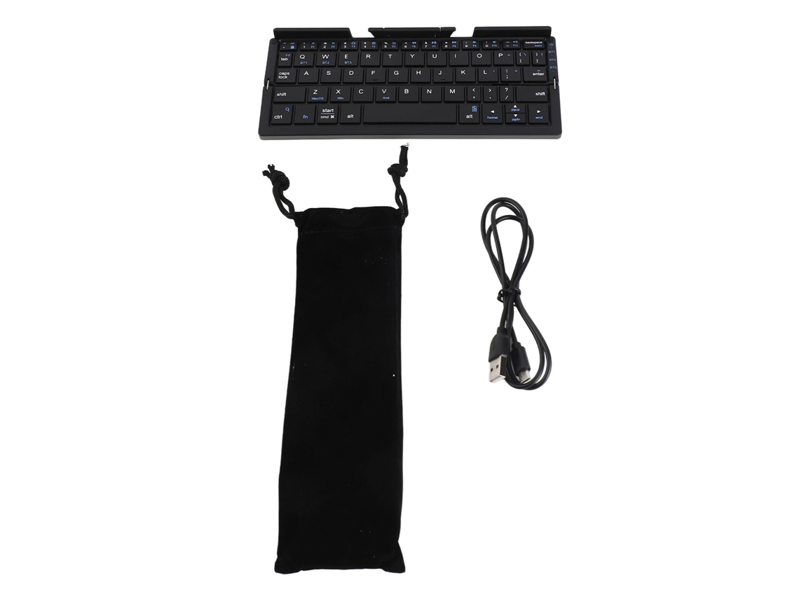 Teclado Bluetooth Plegable Portátil, De Tamaño De Bolsillo, Con Soporte Silencioso, En Aleación De Aluminio Negro Y Gris.