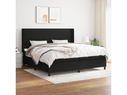 Cama Box Spring Con Colchón Tela Negro 200x200 Cm