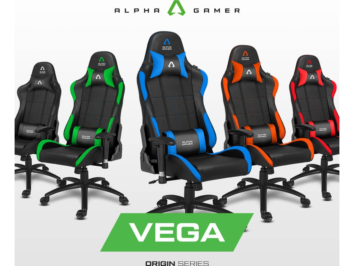 Silla Gaming ALPHA GAMER Vega (Hasta 150 kg - Elevador a Gas Clase 4 - Negro)