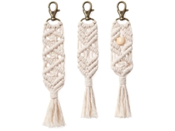 2026rebe-llaveros Mini Macramé Linjou, 3 Pack, Charm Para Bolsos Con Borlas, Estilo Boho, Materiales Naturales