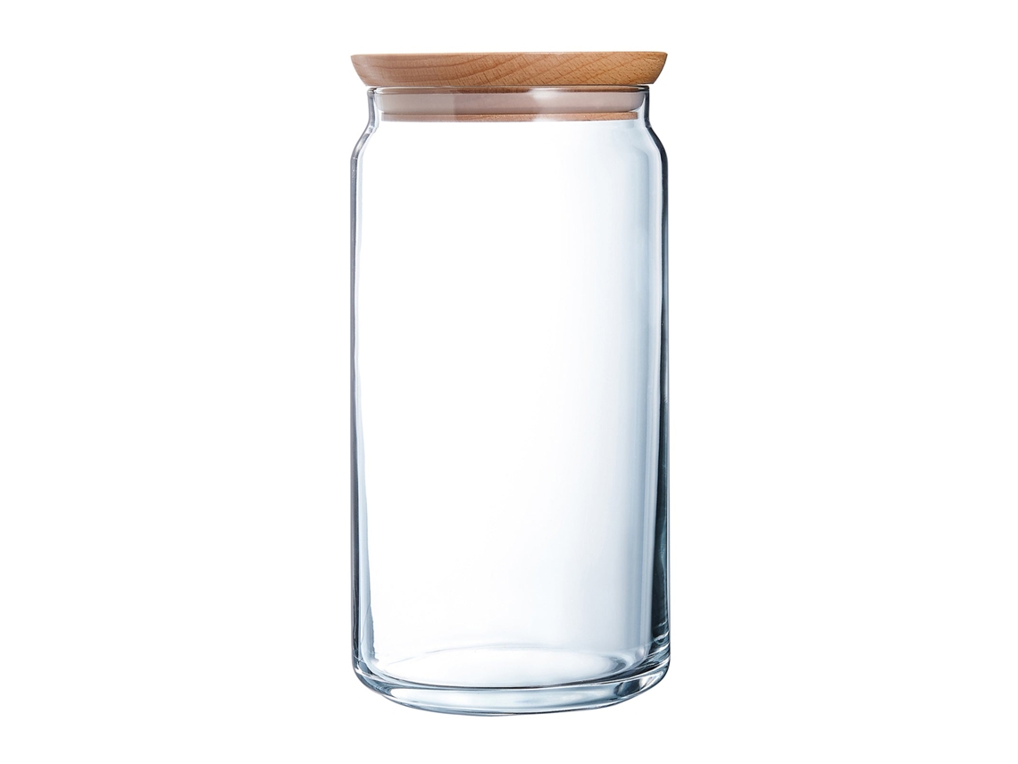 Bote Hermético Redondo En Vidrio Con Tapa De Madera LUMINARC (1,5L)