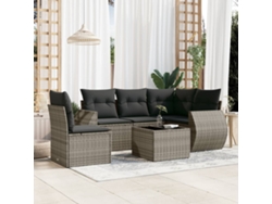 Conjunto de sofá de jardín de 6 piezas con cojines de mimbre gris, Dkd Home Decor