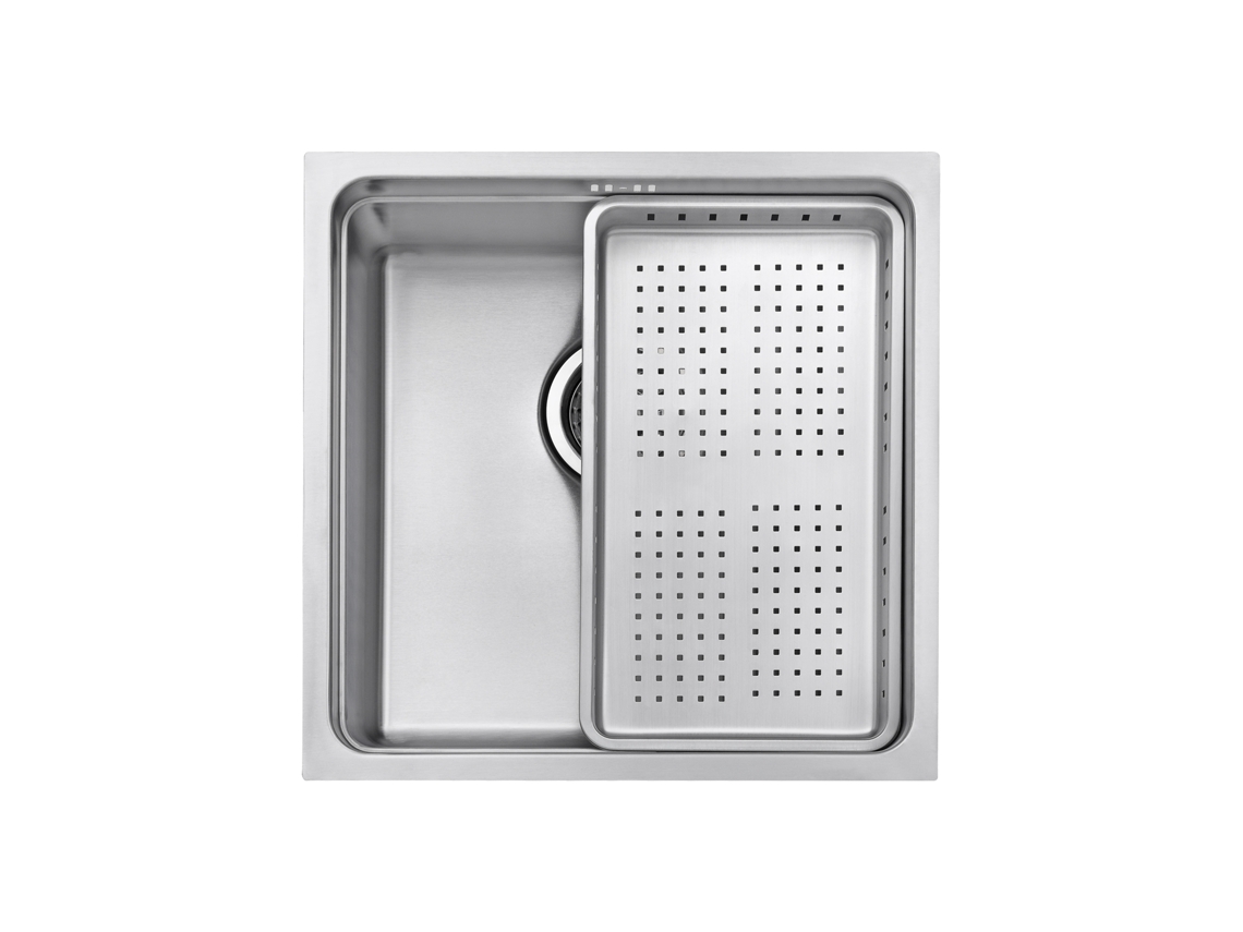 Fregadero De Cocina Un Seno Jassferry, De Acero Inoxidable 44x44 Cm Con Escurreplatos